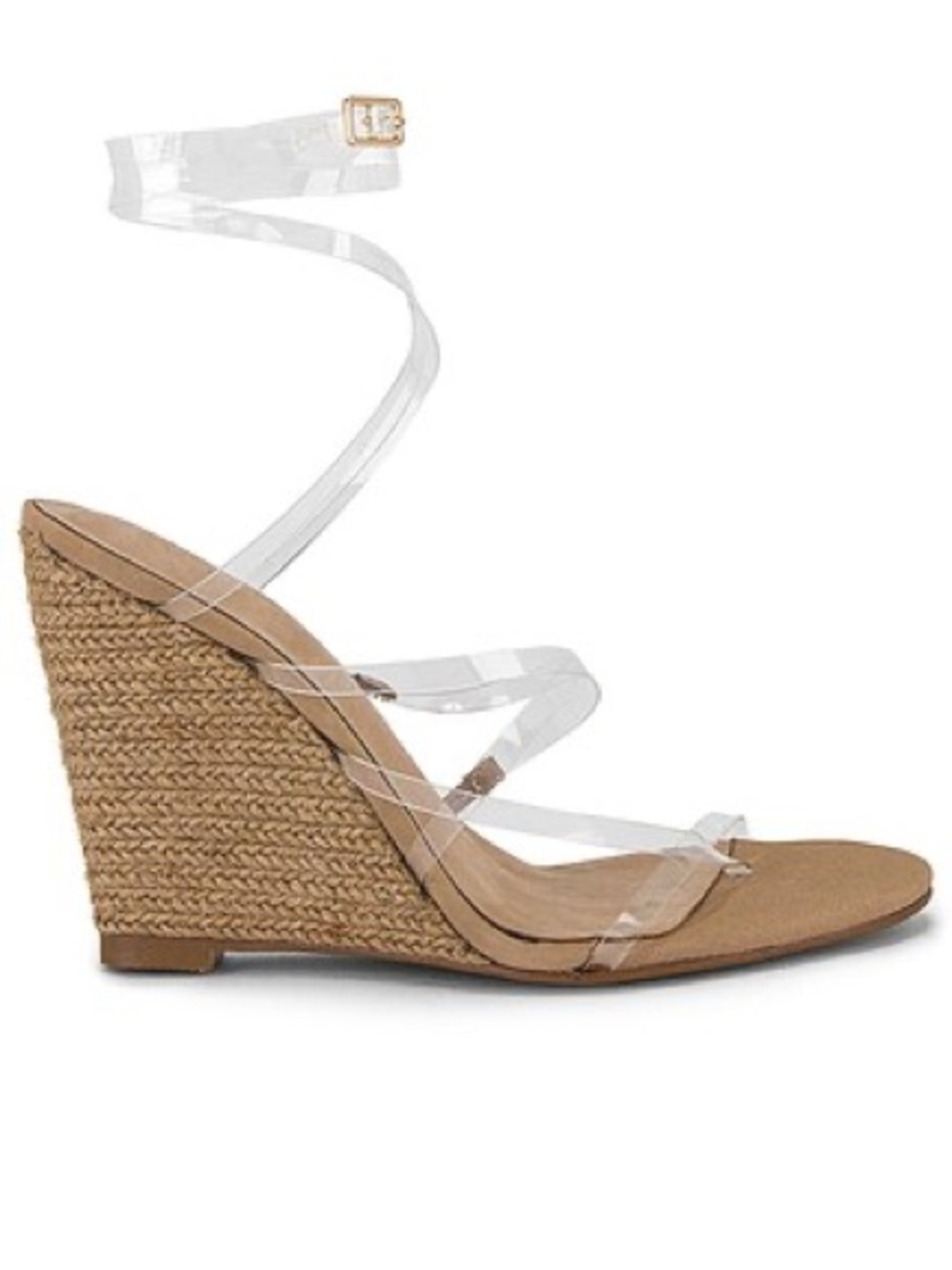 RAYE Clear Strap Tan Wedge Sandal - Women